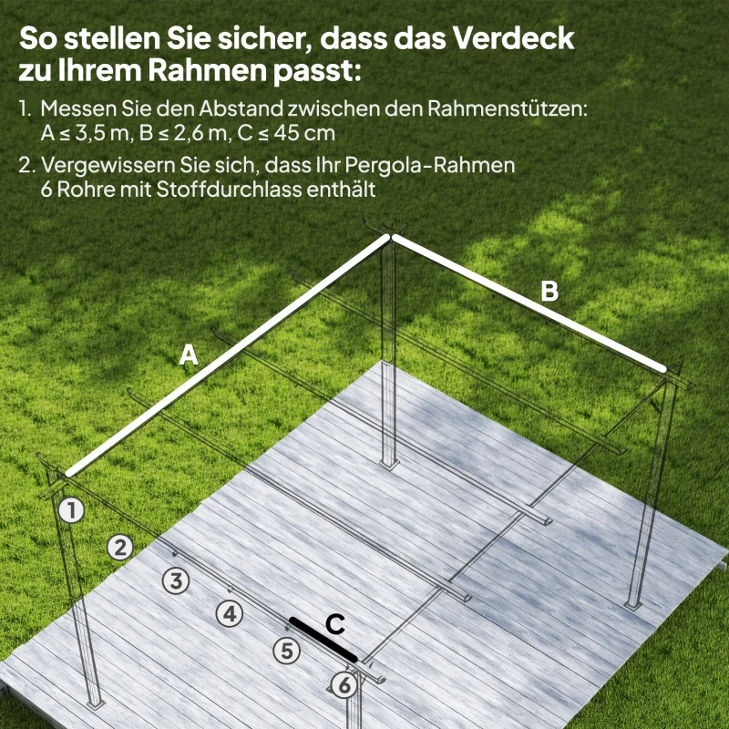 Outsunny Ersatzdach für 4 x 3 m Pergola, einziehbar, mit Regenabflusslöchern, wetterfest, Polyester, Hellgrau