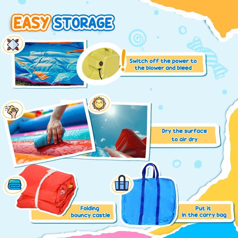 Outsunny Bouncy Castle Inflatable Trampoline Slide Pool Rocket Design 3.4 x 2.8 x 1.85m