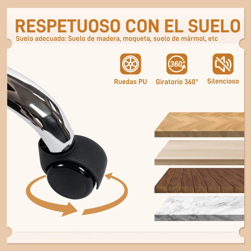 HOMCOM Silla de Oficina Piernas Cruzadas con Asiento Ancho Ruedas Altura Ajustable Doble Acolchado Función Basculante Gris