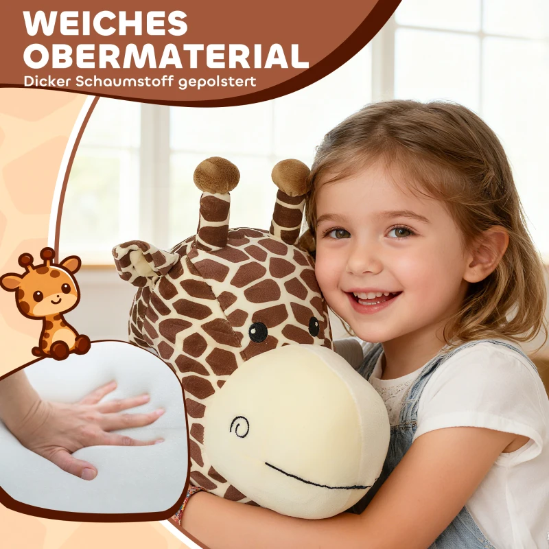 AIYAPLAY Giraffe zum Reiten, fahrendes Reitpferd in Giraffenform, Batteriebetrieb, waschbarer Bezug, Pedale, leise Räder, Musik, 1,5-5 Jahre, Braun