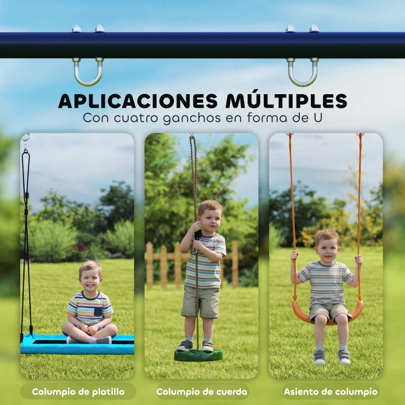 AIYAPLAY Estructura de Columpio Infantil Metálica para 2 Columpios Carga 150 kg para Asiento de Columpio Nido Azul