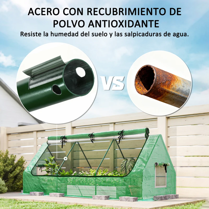Outsunny Invernadero de Terraza Mini Invernadero 240x90x90 cm con Ventanas de Malla para Cultivar Verduras y Flores Verde