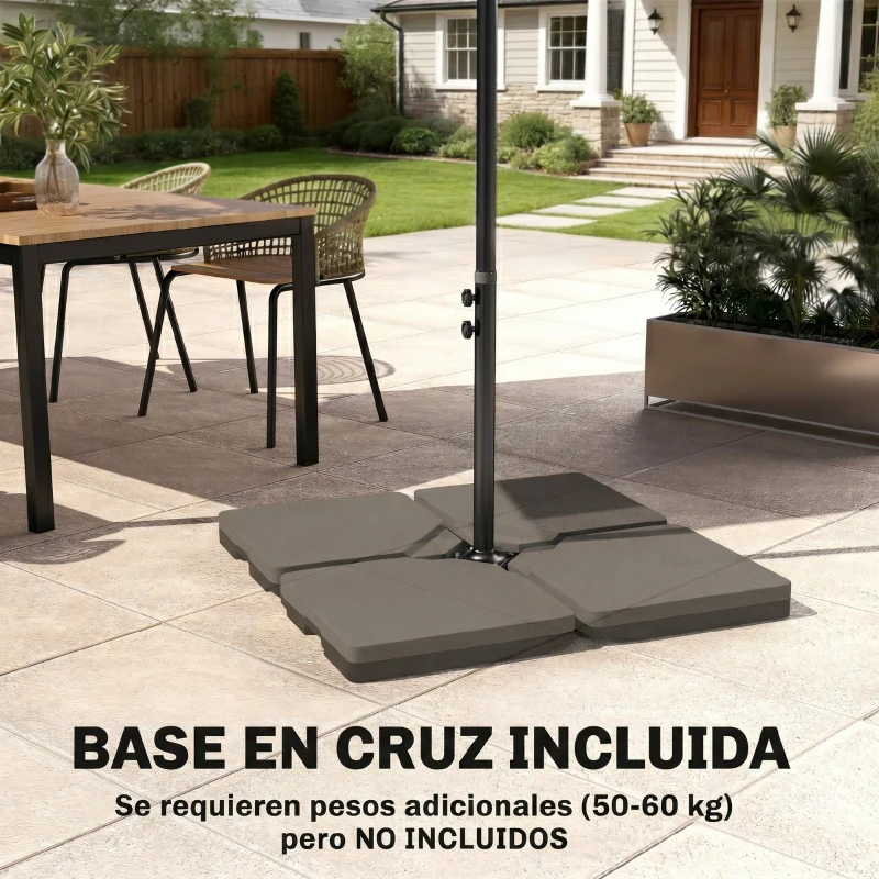 Outsunny Sombrilla Excéntrica para Jardín Grande Apertura con Manivela Poste de Metal y Base Cruzada 294x193x250 cm Beige