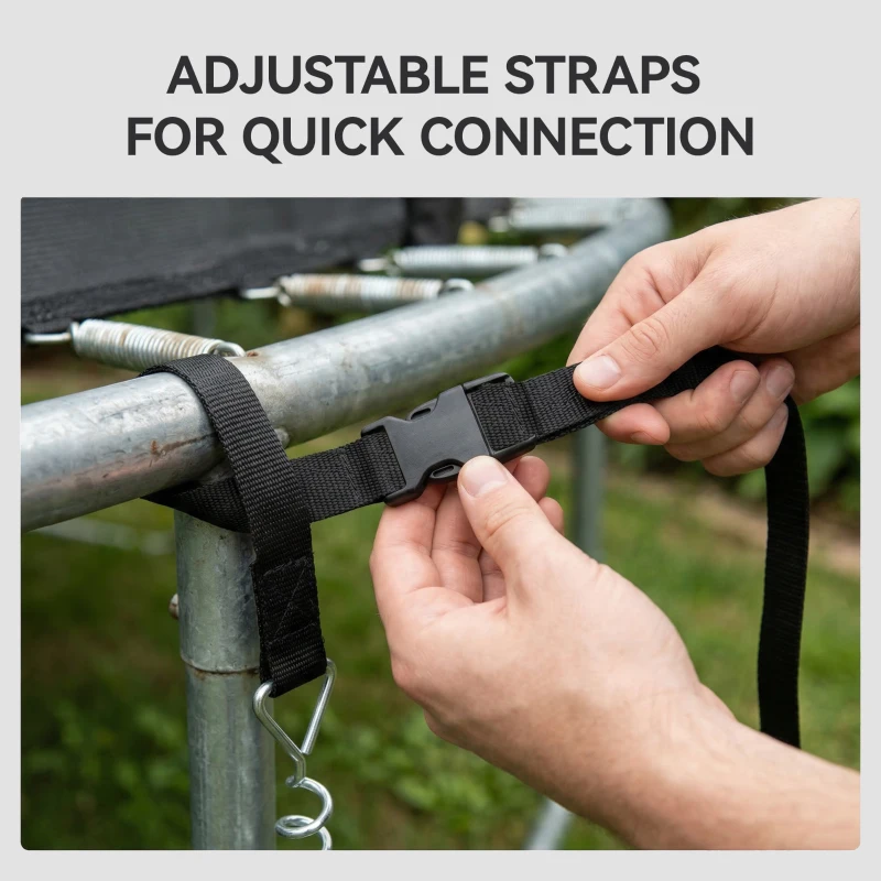 SPORTNOW 4Pcs Trampoline Anchor Kit, 32 cm Galvanised Trampoline Stakes, Spiral Ground Anchors with Triangle Head, Straps