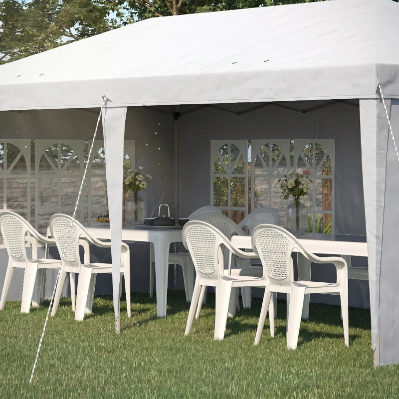 Foisor de gradina Outsunny cu ferestre, inaltime reglabila cu pereti detasabili, 585x295x270cm alb