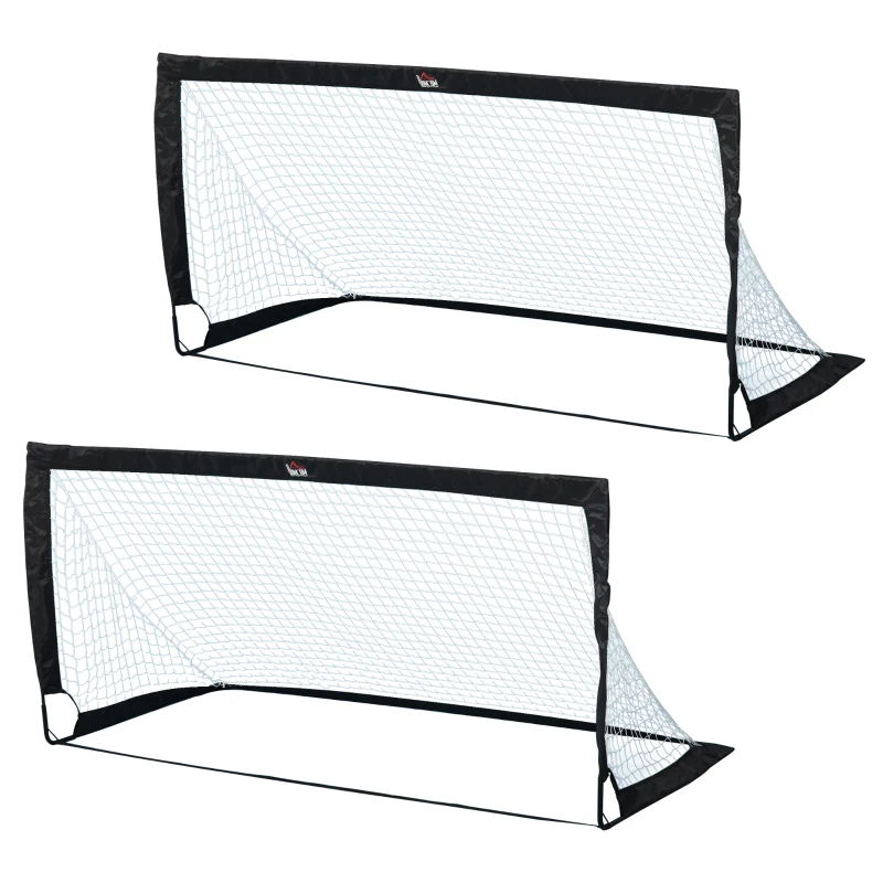 HOMCOM Porterías de Fútbol Plegables para Niños y Adultos con Bolsa de Transporte para Exterior Jardín Entrenamiento Negro