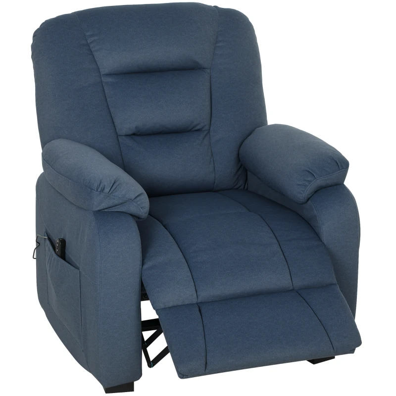 HOMCOM Sillón Relax Reclinable Eléctrico Silencioso con Función Memoria Reposapiés Mando a Distancia Bolsillos Laterales Azul