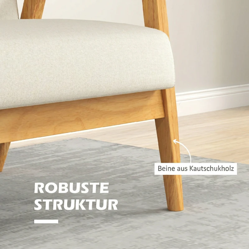 HOMCOM Canapé 3 places 115 cm canapé scandinave avec dossier capitonné, assise rembourrée et accoudoirs, beige