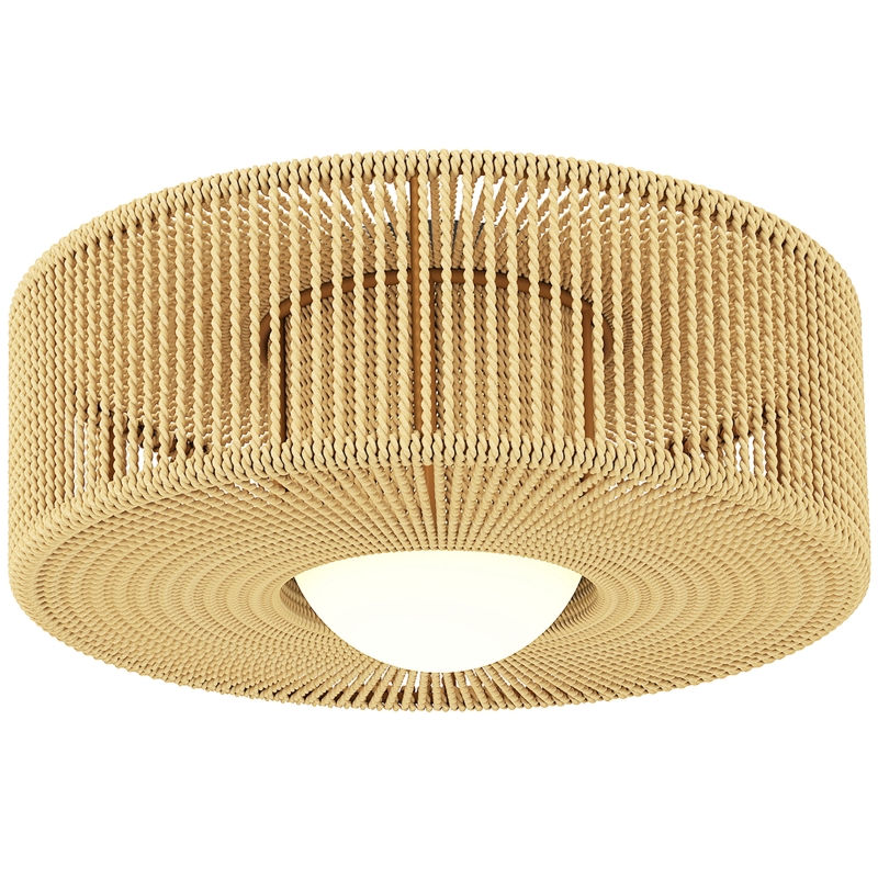 HOMCOM Lámpara de Techo LED Bohemio 20W 3000 K con Pantalla de Cuerda de Lino para Dormitorio Salón Cocina Comedor Marrón