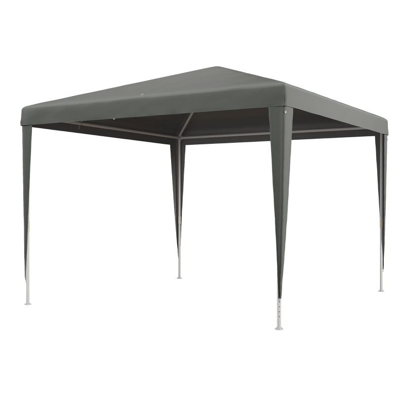 Outsunny Carpa Desmontable de Jardín 3x3 m Gazebo Cenador para Exteriores con 4 Orificios de Drenaje y Tubo de Acero Gris