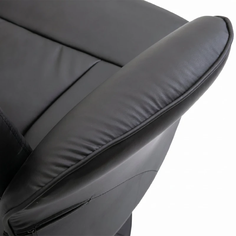 HOMCOM Poltrona Relax com Apoio para os Pés Estofada em PU Poltrona Relax Reclinável até 145° e Giratório 360° com Encosto Ajustável para Sala de Estar Dormitório Escritório 81x81x105cm Preto