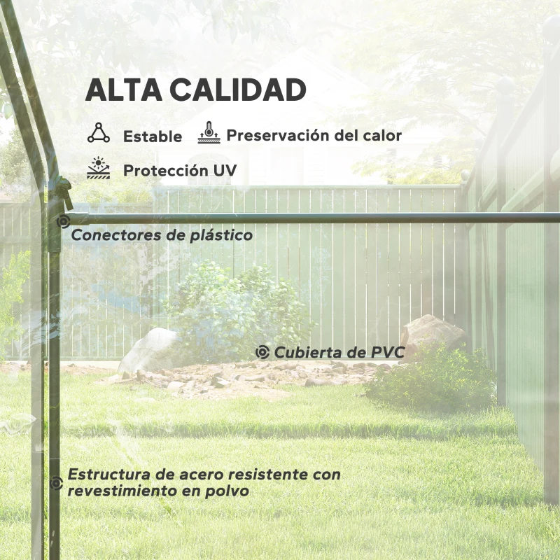 Outsunny Invernadero con Ventana Puerta Marco de Acero y Cubierta Plástico Impermeable Anti-UV 180x100x168 cm Transparente
