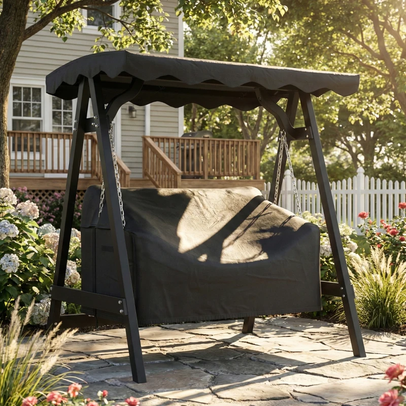 Outsunny 2-Sitzer Gartenschaukel-Abdeckung, wasserdichte Schutzhülle, winddicht und UV-beständig, 420D Oxford-Stoff