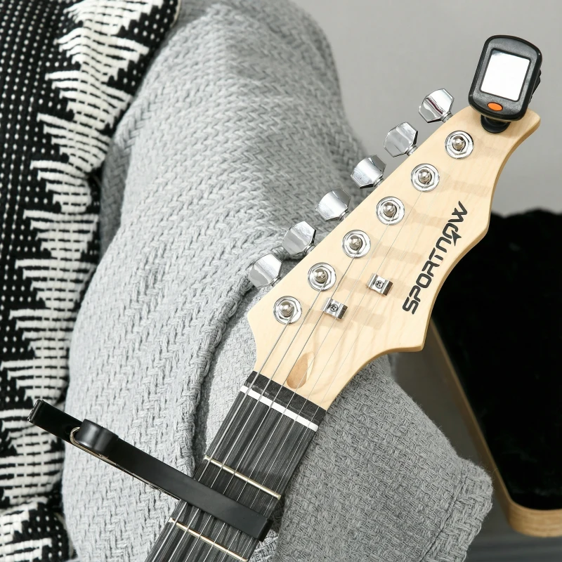 SPORTNOW Kit Guitarra Eléctrica de Iniciación con Amplificador 15W Afinador Digital Cuerdas Correa 3 Púas y Funda Negro