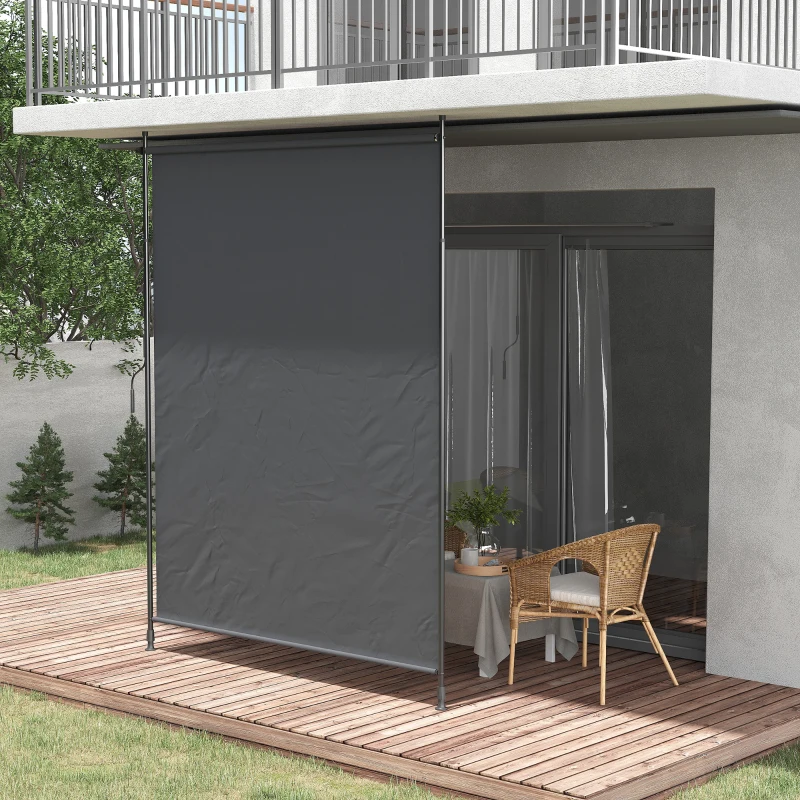 Outsunny Toldo Vertical Exterior 200x305 cm Pantalla de Privacidad Enrollable Ajustable con Manivela Protección UV 40+ Gris