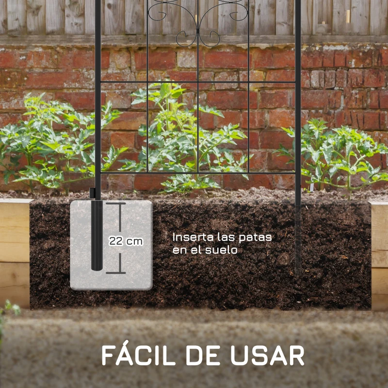 Outsunny Juego de 2 Enrejados de Jardín Soportes para Enredaderas de Acero para Flores Plantas en Patio 50x180 cm Negro