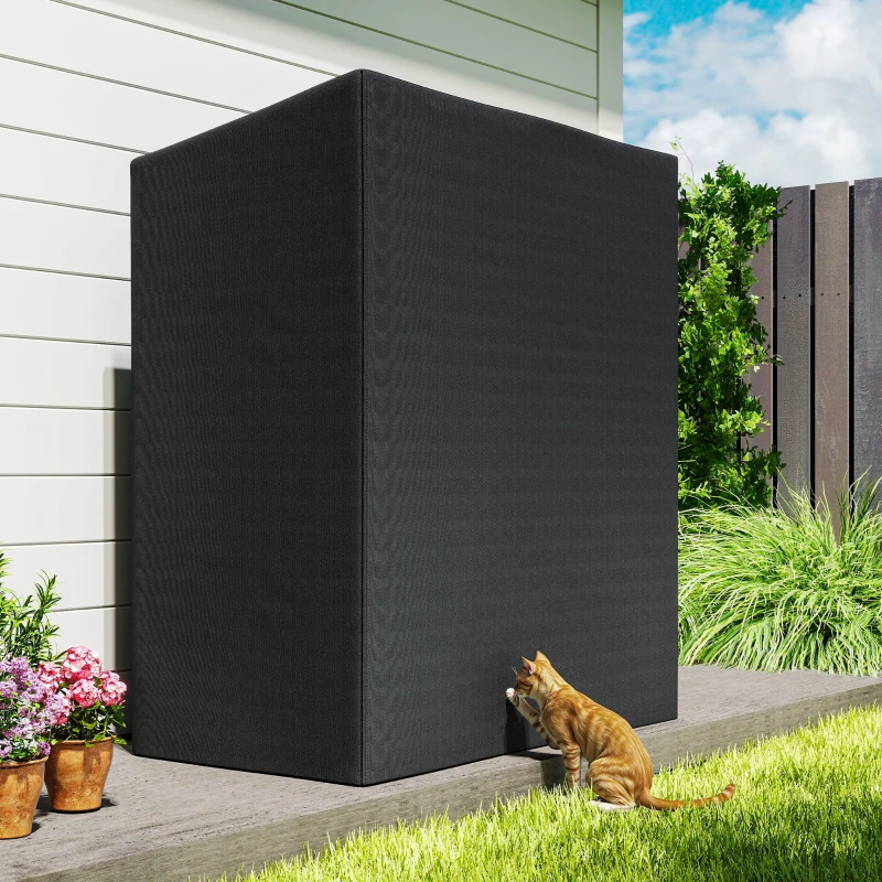 Outsunny Leñero Exterior Metálico de Chimenea Soporte para Leña con Cubierta Impermeable Carga 300 kg 140x70x154 cm Negro