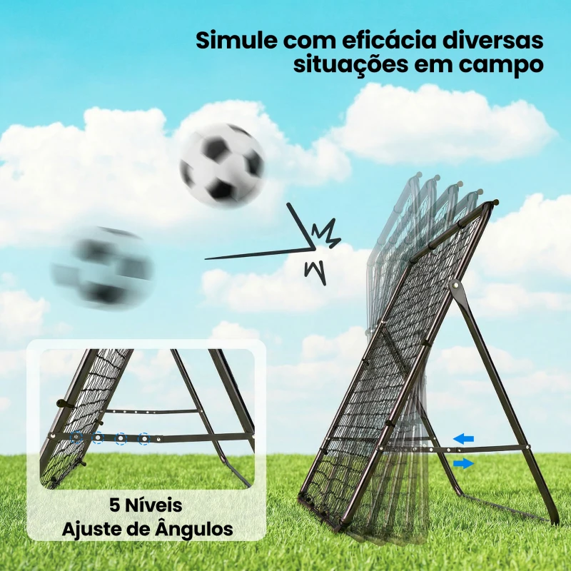 SPORTNOW Baliza Dobrável Rede de Treino de Futebol com Ângulo Ajustável em 5 Níveis com Estrutura de Aço 120x73x112 cm Preto