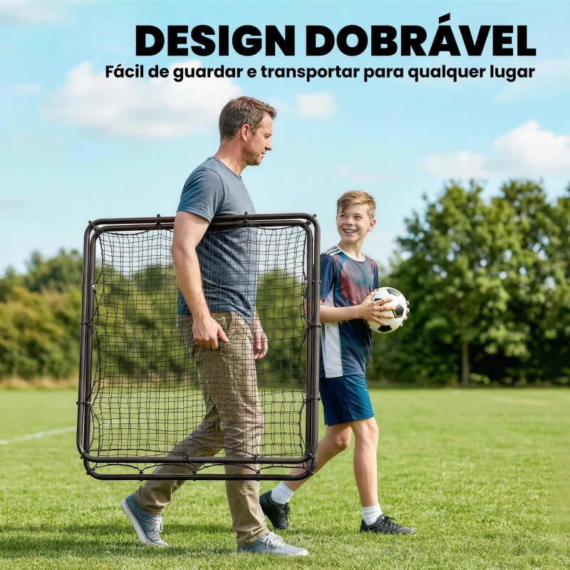 SPORTNOW Baliza Dobrável Rede de Treino de Futebol com Ângulo Ajustável em 5 Níveis com Estrutura de Aço 120x73x112 cm Preto