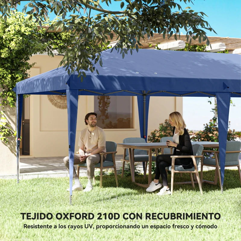 Outsunny Carpa Plegable 6x3 m Pop-up con 4 Laterales Desmontables Cenador de Jardín con 2 Ventanas y Bolsa de Transporte Azul