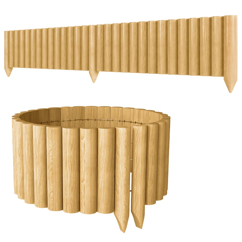 Outsunny Valla de Jardín de Madera Panel Decorativo Resistente y Fácil de Instalar para Patio Césped Camino 176x38 cm Natural