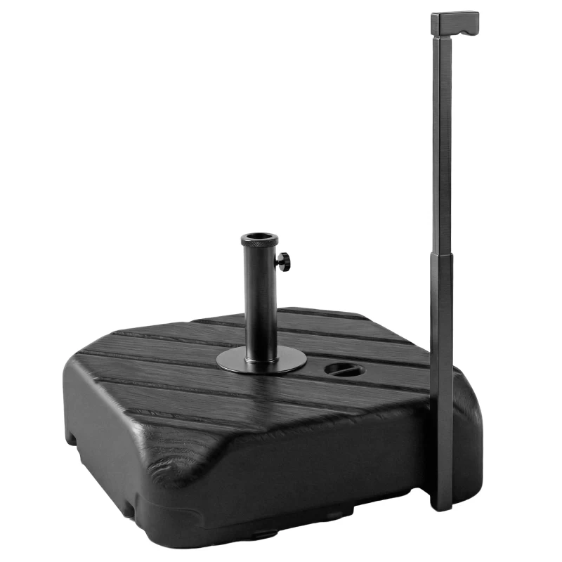 Outsunny Base para Sombrilla con Ruedas Asa Telescópica para Postes Ø38 mm Ø48 mm Rellenable de Arena 72 kg o Agua 45 Litros