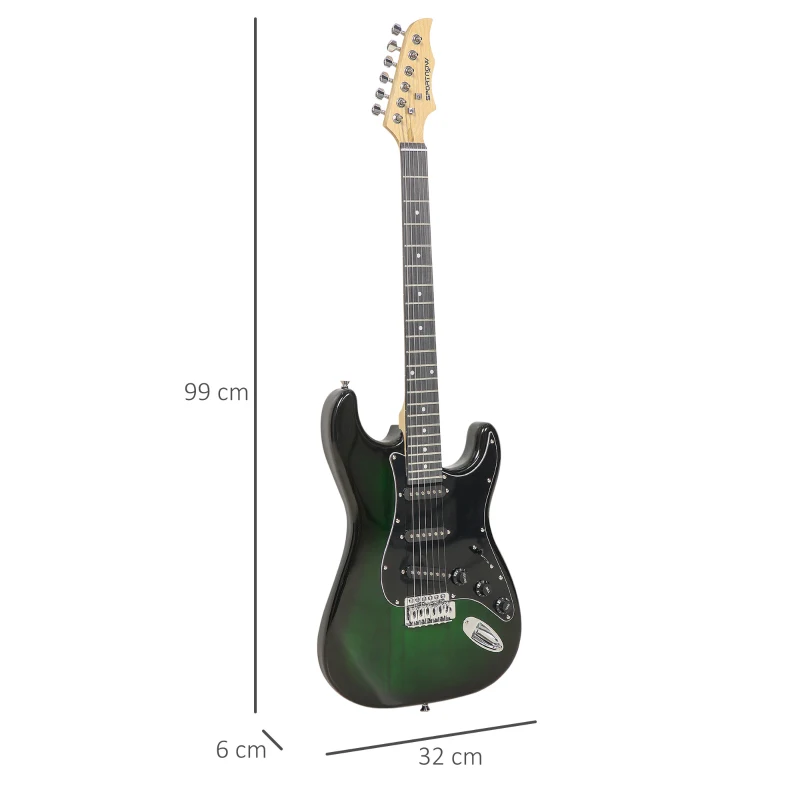 SPORTNOW Kit Guitarra Eléctrica de Iniciación con Amplificador 15W Afinador Digital Cuerdas Correa 3 Púas y Funda Negro