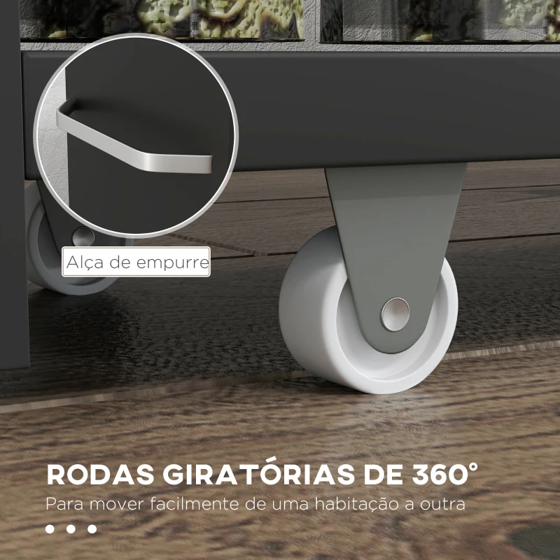kleankin Estante de Armazenamento Casa de Banho de 3 Níveis Estante Estreita com Alça Lateral Estante com Rodas 48x15x80cm Preto