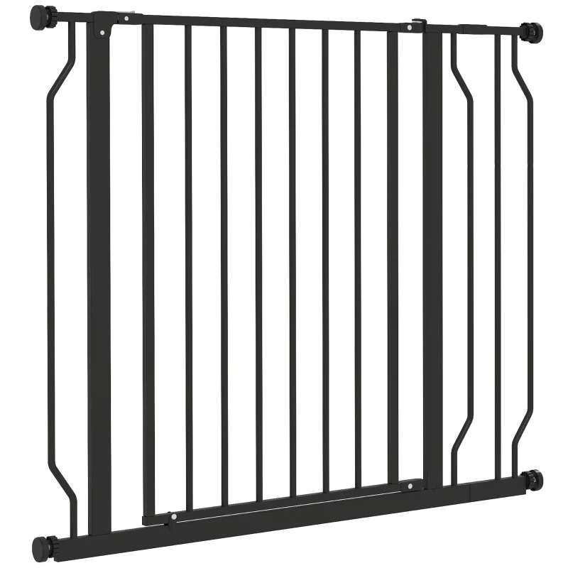 PawHut Hunde-Absperrgitter, Klemmmontage, verstellbare Länge, Stahl/ABS, 75-95 x 76cm, Schwarz
