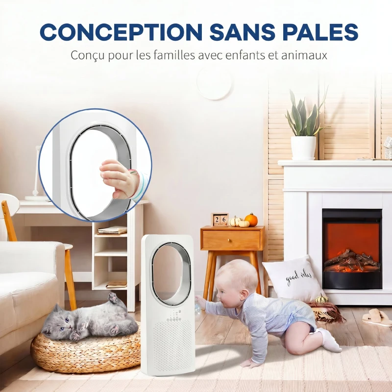 HOMCOM Ventilateur colonne ultra-silencieux 36 dB, ventilateur tour, oscillant à 45°, 3 vitesses, 3 modes, télécommande, blanc