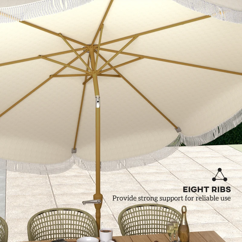 Outsunny Parasol de jardin 2,7 ​​m, parasol inclinable d'extérieur UPF 30+ avec manivelle, 8 baleines, bleu clair et blanc