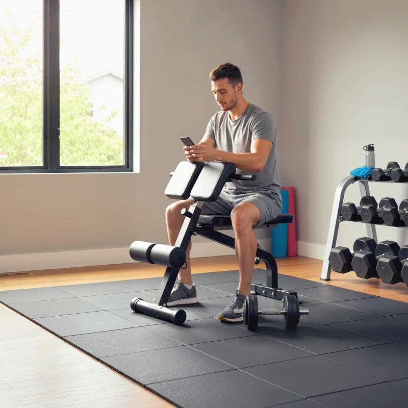 SPORTNOW Trainingsbank, Hantelbank, Fitnessbank, Stahlrahmen, Schwarz