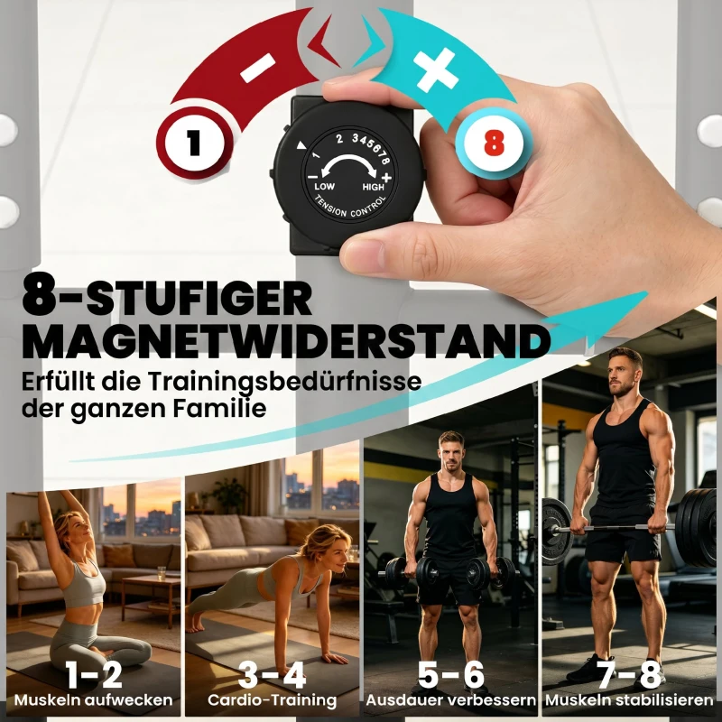 SPORTNOW Crosstrainer für Zuhause Ellipsentrainer mit Bluetooth App-Kompatibilität 8 Widerstandsstufe Schwungrad LCD-Monitor Grau