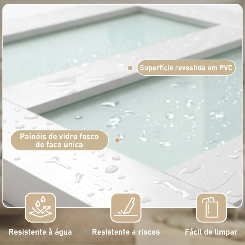 HOMCOM Porta de Correr com Ferragens 71x213 cm Porta de Correr Interior de MDF e Vidro Fosco com Rolo Trilho Guia de Chão Branco