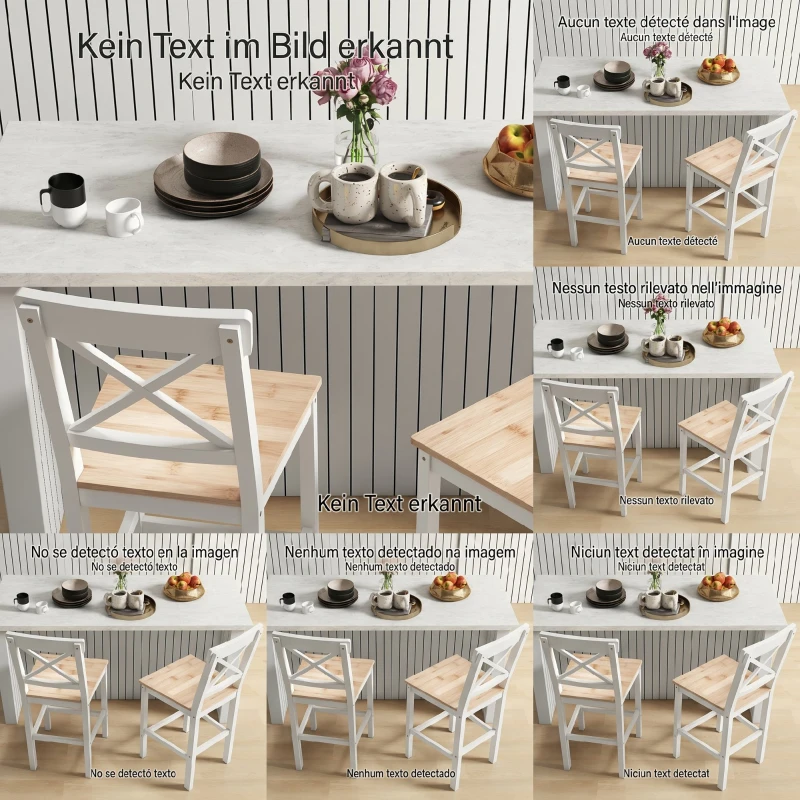 HOMCOM Barhocker 2er Set Barstuhl aus Kiefernholz mit Fußstütze, Lehne, Landhaus-Stil für Küche, Wohnzimmer, Natur
