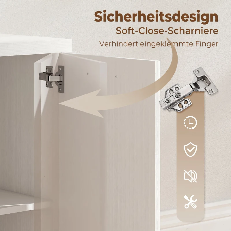 HOMCOM Computertisch mit 4 Schubladen und Schrank, 140 cm Schreibtisch für Arbeitszimmer, Weiß Holzoptik