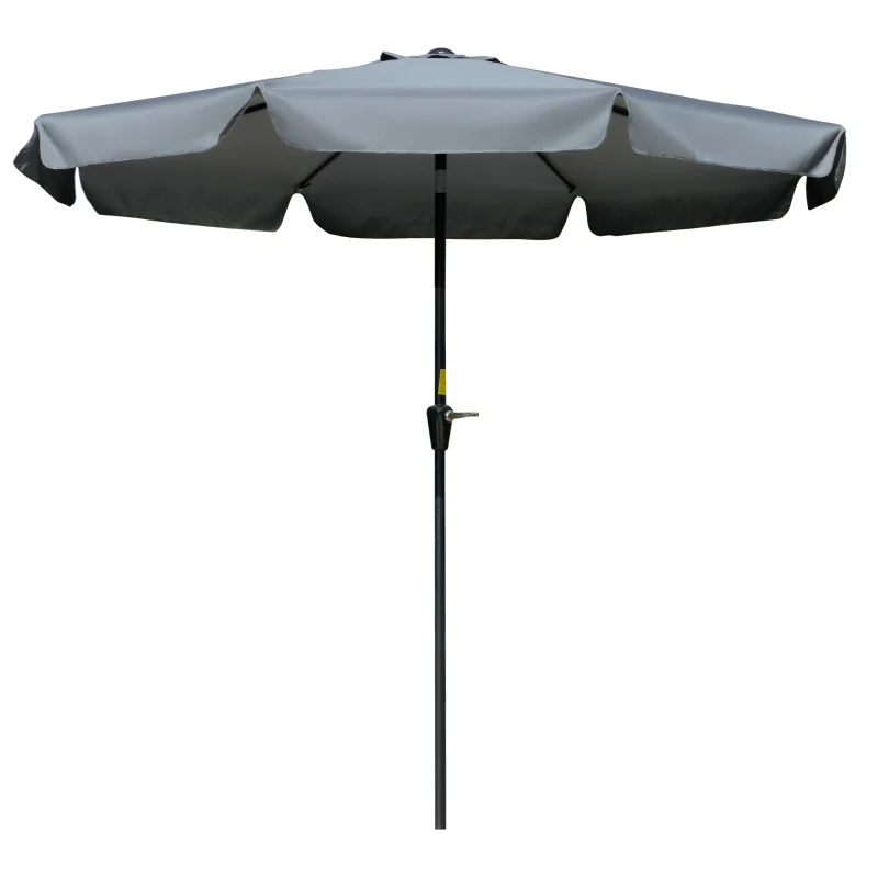 Outsunny Parasol de Jardín de Aluminio Ø266x250 cm con Ángulo Ajustable Protección UV50+ Techo de Ventilación y Manivela Gris