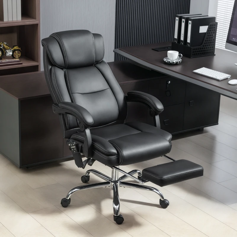 HOMCOM Fauteuil de bureau massant et chauffant chaise de bureau avec hauteur réglable dossier inclinable 67x72x111-119cm noir