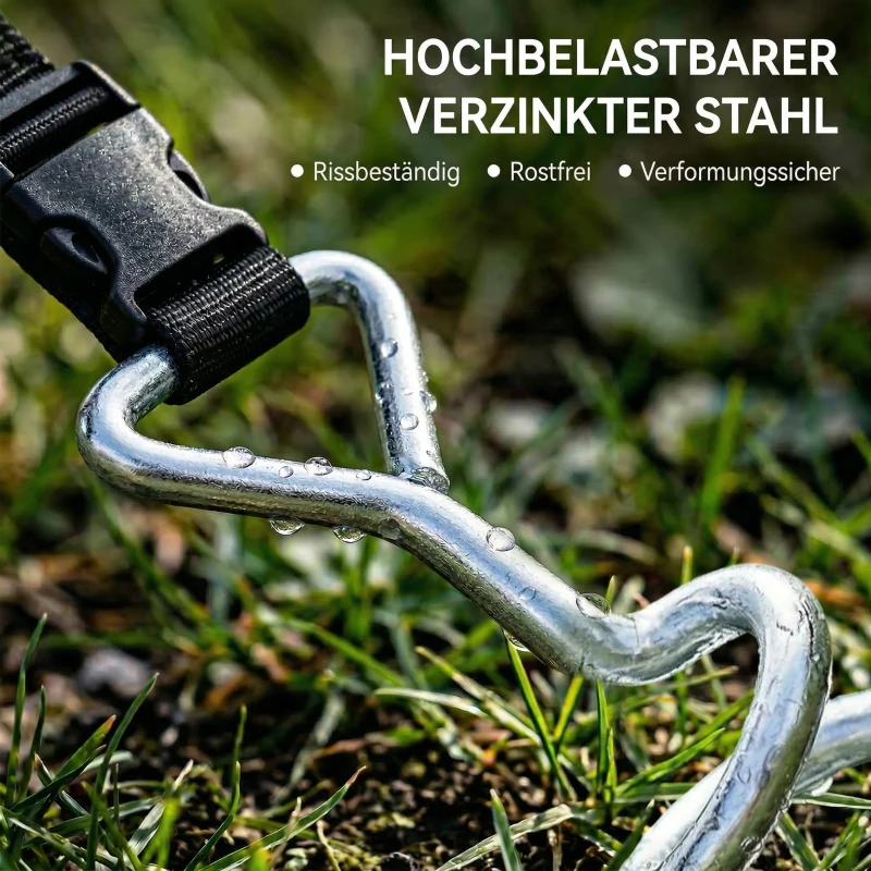 SPORTNOW Bodenanker Schraube 4er Set 32 cm spiralförmige Trampolin Pfähle Anker mit Dreiecksgriff, verstellbare Gurte Silber