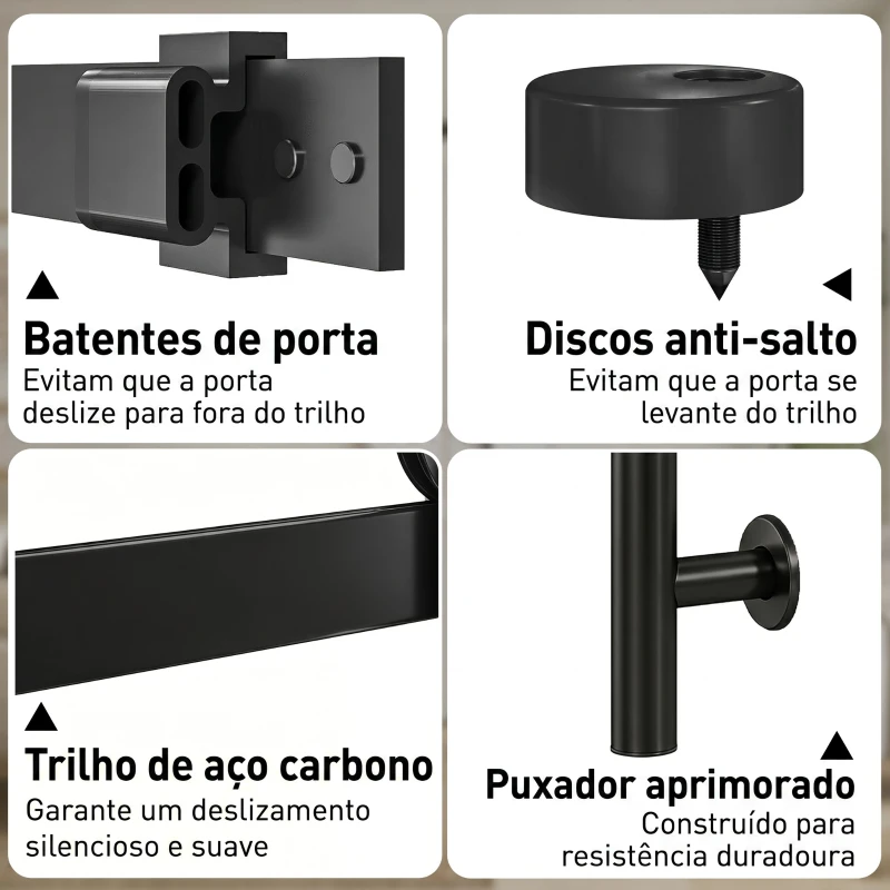 HOMCOM Porta de Correr com Ferragens 91x213 cm Porta de Correr Interior de MDF e Vidro Fosco com Rolo Trilho Guia de Chão Branco