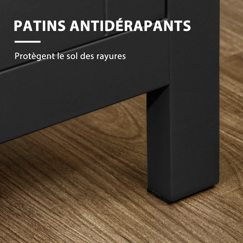 HOMCOM Buffet meuble de rangement avec 3 portes 2 étagères réglables plateau aspect bois clair 120 x 40 x 70 cm noir