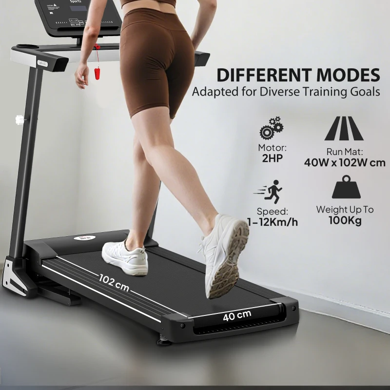 HOMCOM Motorised Folding Treadmill with 500W & LED Screen for Home, Black