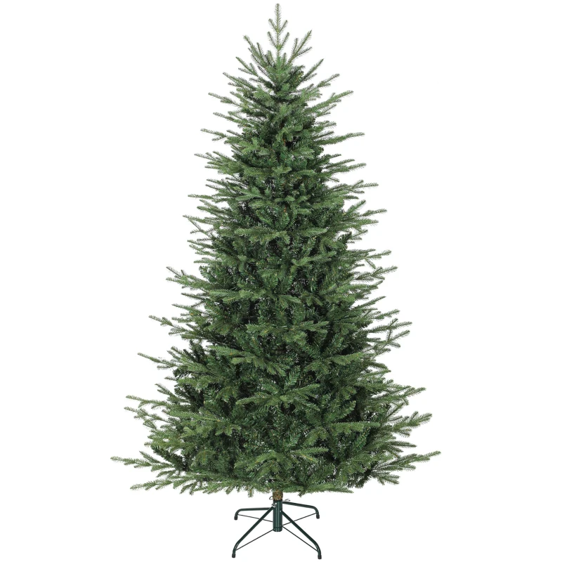 HOMCOM Árvore de Natal Artificial 210 cm com 2322 Ramos Densos Suporte Metálico Dobrável para Interior Verde