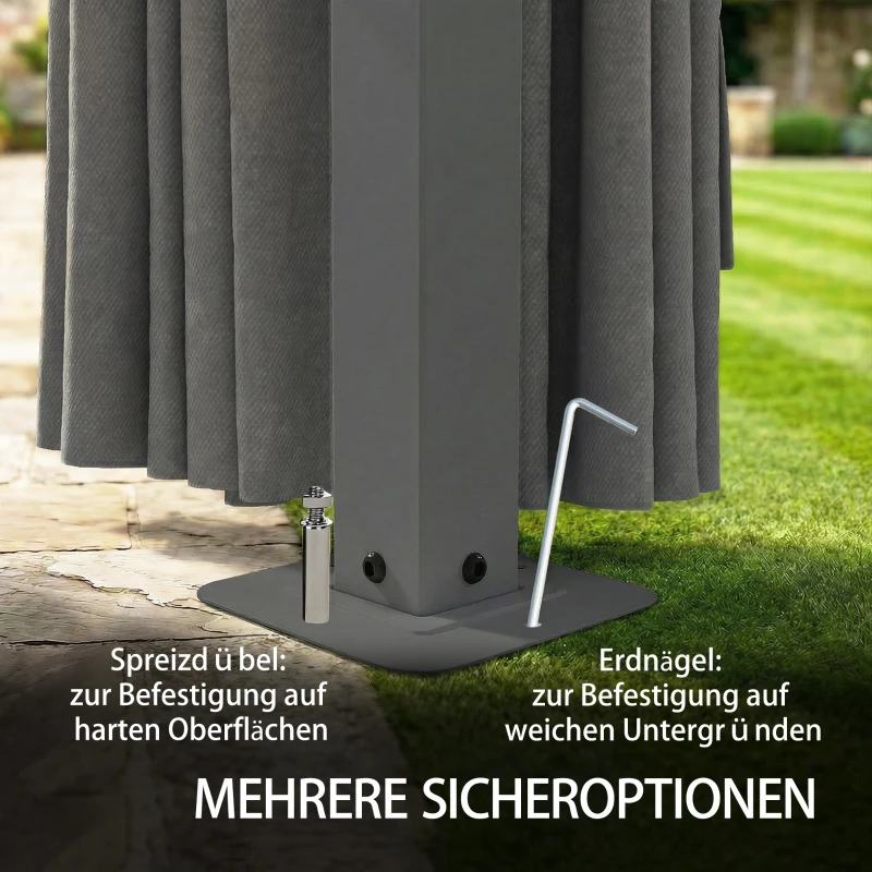 Outsunny Pavillon ca. 4x3m Wasserabweisend Stabil Winterfest Gartenpavillon mit Moskitonetz 4 Seitenteile Lüftung Drainagelöchern