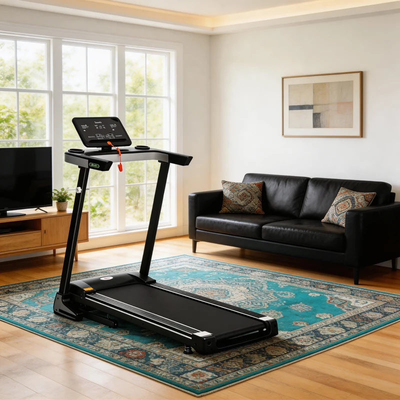 HOMCOM Motorised Folding Treadmill with 500W & LED Screen for Home, Black