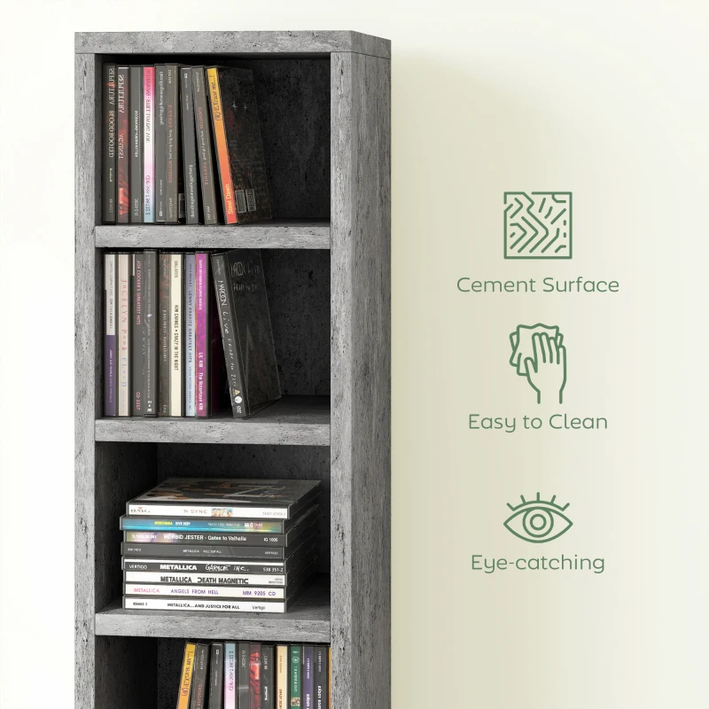 HOMCOM Mobile Libreria Porta CD a 12 Ripiani per 204 CD, in MDF e Truciolato, 21x20x175 cm, Grigio
