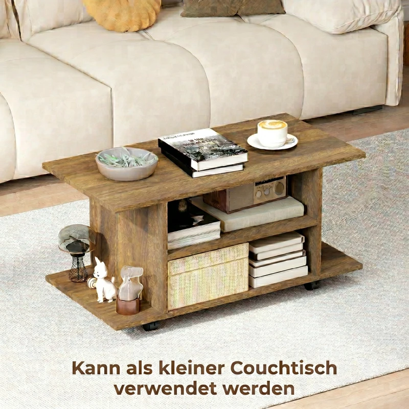 HOMCOM Meuble TV avec roulettes 80 cm, meuble télé pour téléviseur jusqu'à 42 pouces avec étagères ouvertes, noir