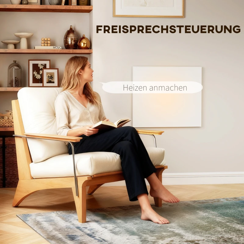 HOMCOM Elektrischer Heizer, Wandmontage, Infrarot-Heizung, energiesparend, Thermostat, Timer, Fernbedienung, Überhitzungsschutz