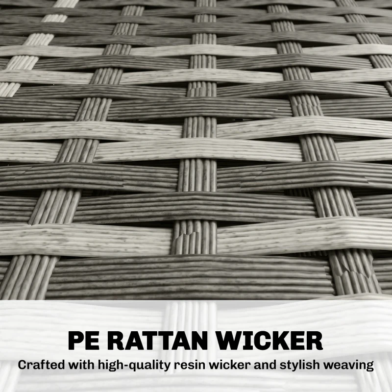Outsunny Single Seater Rattan Chair Sofa with Padded Cushions, All-Weather PE Wicker Weave Garden Armchair, Armrests Included, Grey