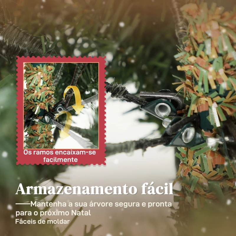HOMCOM Árvore de Natal Artificial 210 cm com 2322 Ramos Densos Suporte Metálico Dobrável para Interior Verde